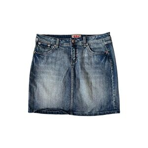 Y2K Denim Mini Skirt with Slit in the Back